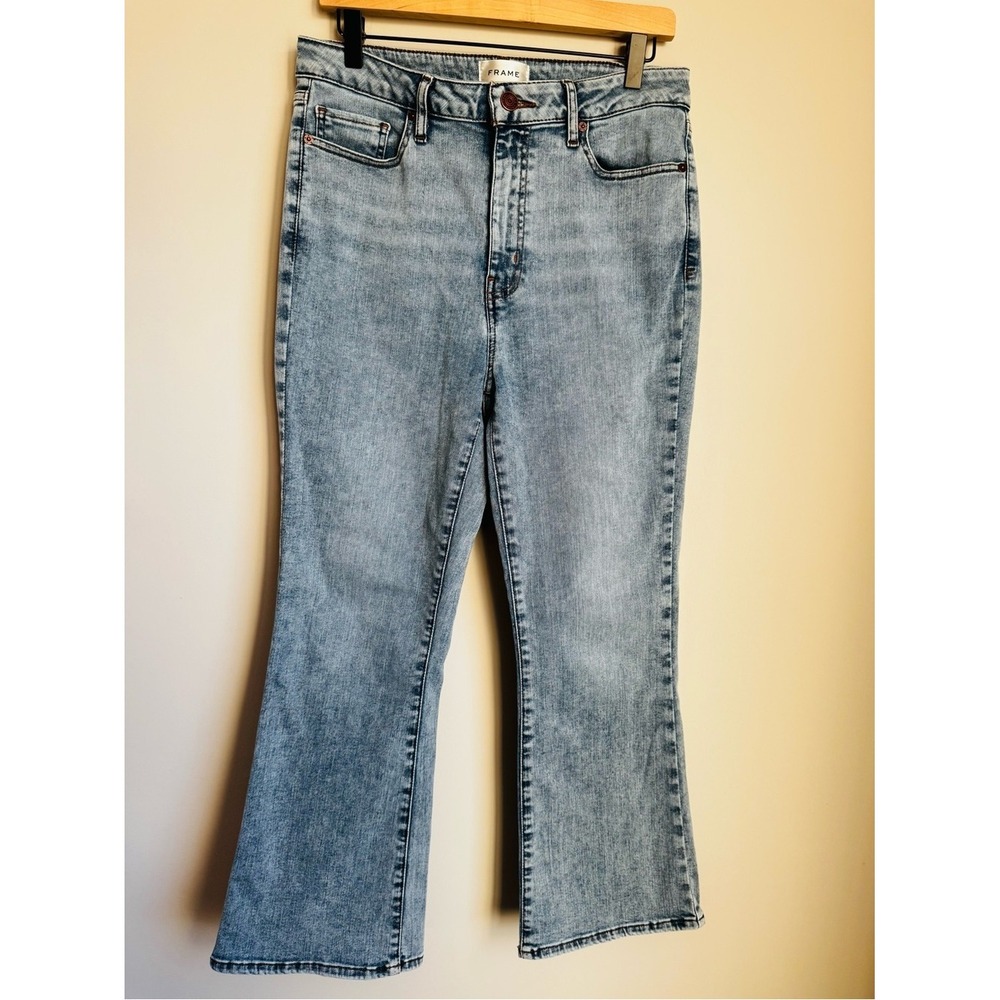 FRAME High Rise Cropped Flare Jeans Light Wash Size 30